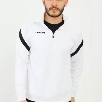 TRYON / ANTRENMAN SWEAT EVO PRO YARI FERMUAR BEYAZ-SİYAH