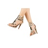 318 Önü Açık Kemer Detaylı Kadın Topuklu Ayakkabı Gold