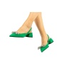 Fiyonklu Kısa Kalın Topuk Sandalet Yeşil