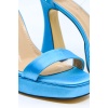 Mien Kadın Mavi Saten Kalın Kadeh Topuklu Ayakkabı