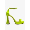 Mien Kadın Fıstık Yeşili Saten Kalın Kadeh Topuklu Ayakkabı