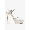 Arina Kadın Beyaz Rugan Bilekten Kemerli Gold Topuklu Ayakkabı