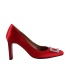Taşlı Geniş Topuk Detaylı Kadın Ayakkabı Kırmızı