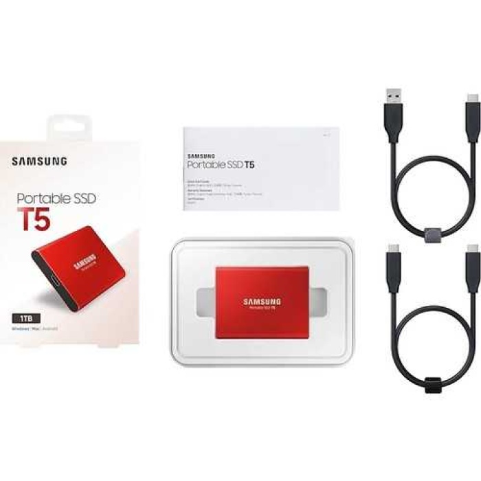 Samsung 1TB T7 USB3.2 1050MB-1000MB-s Taşınabilir SSD Kırmızı MU-PC1T0R-WW