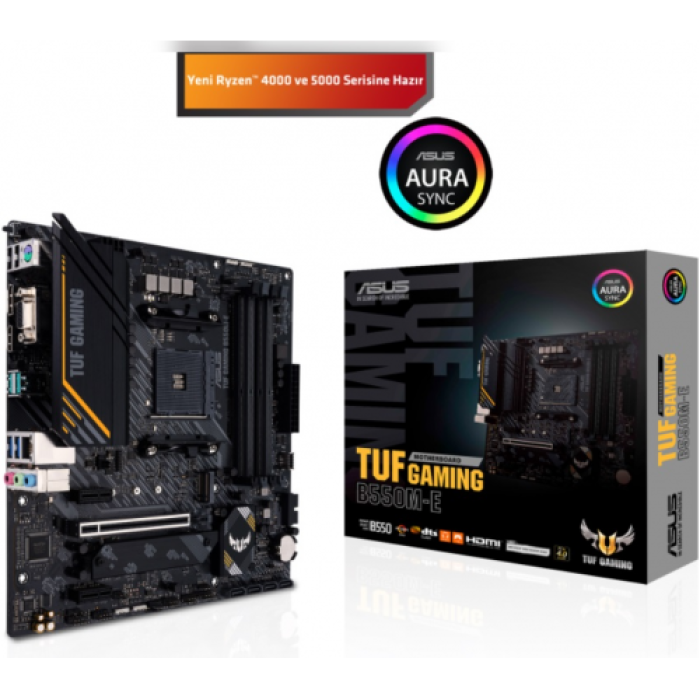 ASUS TUF GAMING B550M-E, 4xDDR4, 2x M.2, D-SUB, HDMI, DP, AM4 Soket Anakart