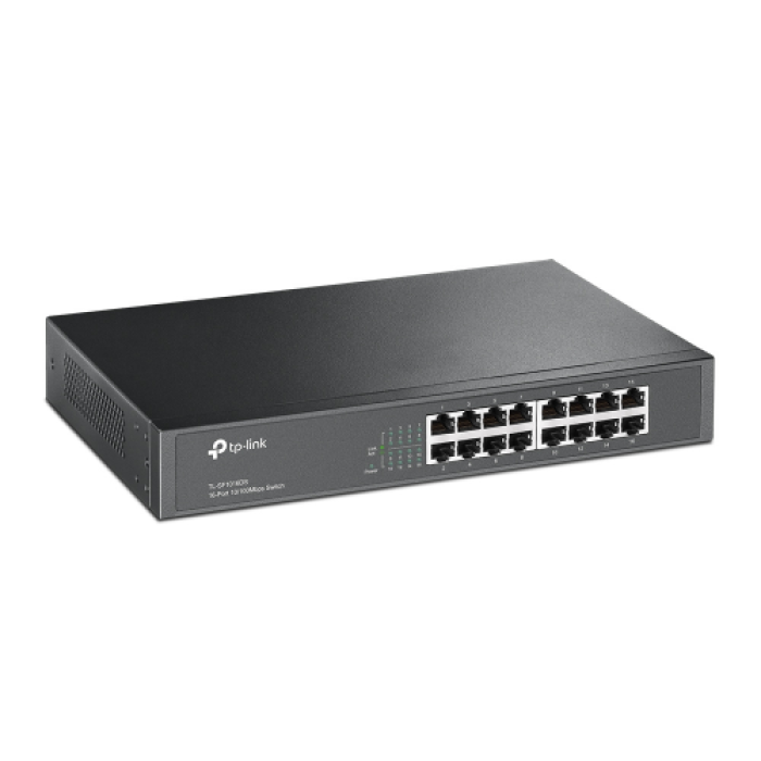 TP-LINK TL-SF1016DS, 16 Port, MegaBit, Metal Kasa, Yönetilemez, Masaüstü/Rackmount Switch