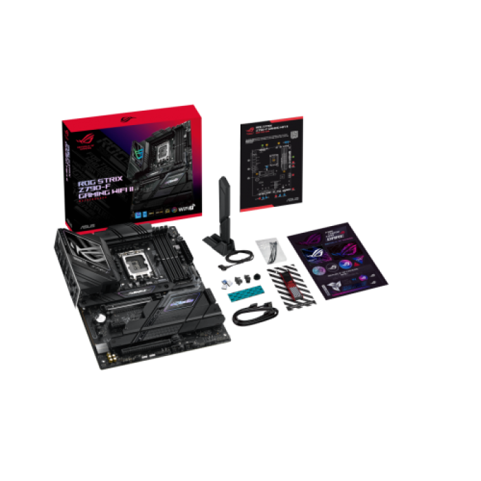 ASUS ROG STRIX Z790-F GAMING WIFI II, 4xDDR5,  5x M.2, HDMI, DP, Type-C, Wi-Fi 7, Bluetooth 5.4, 12-13-14.Nesil, LGA1700 Soket, ARGB Gaming Anakart