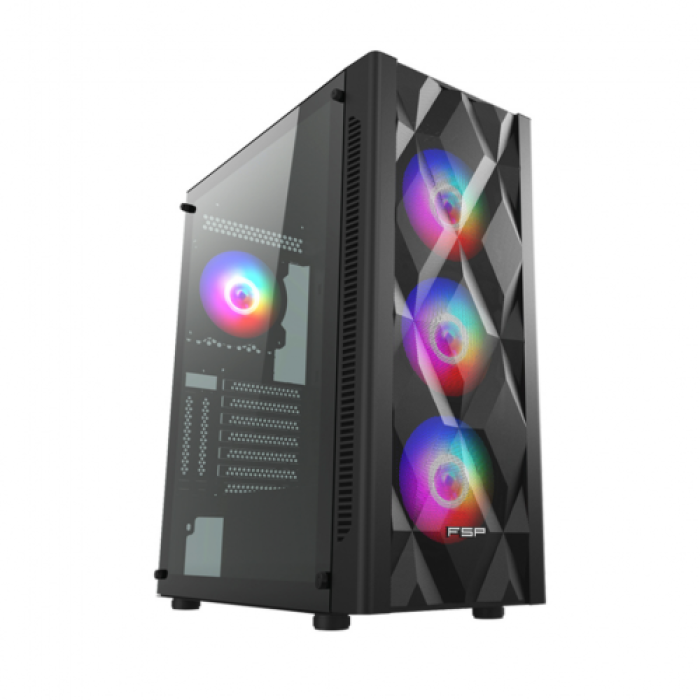 FSP CMT395A Mid Tower, 850W 80+ Bronze, Siyah, Temperli Cam, RGB, ATX GAMING KASA