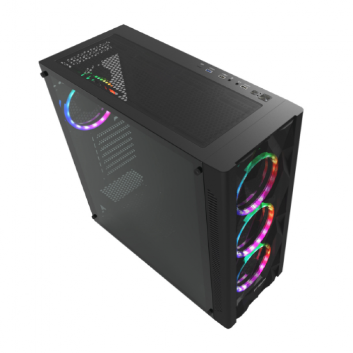 FSP CMT595AL Mid Tower, 850W 80+ Bronze, Siyah,  Temperli Cam, RGB, ATX GAMING KASA