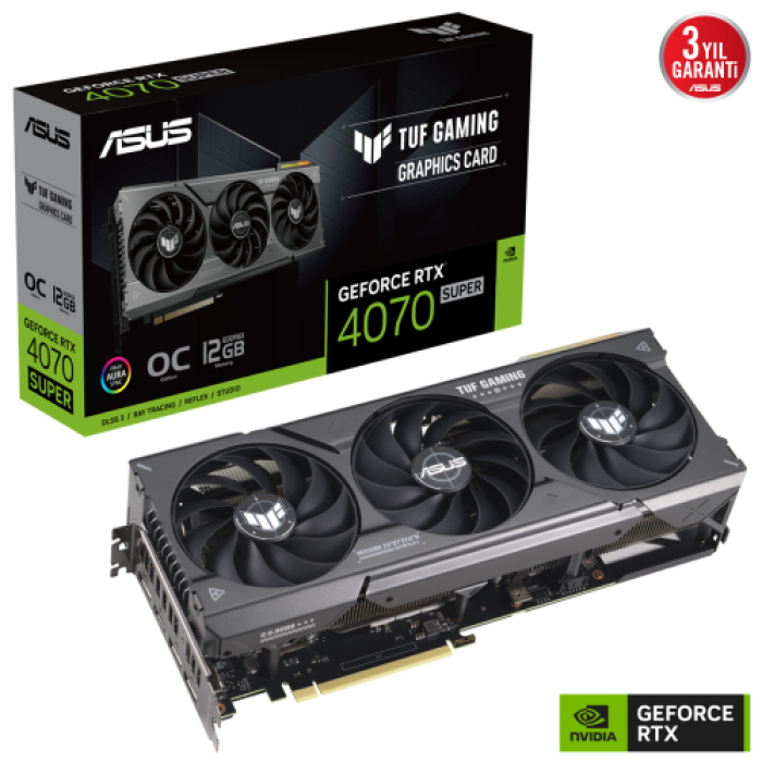 ASUS TUF-RTX4070S-O12G-GAMING, 12Gb, 192Bit, GDDR6X, 1xHDMI, 3xDP GAMING Ekran Kartı