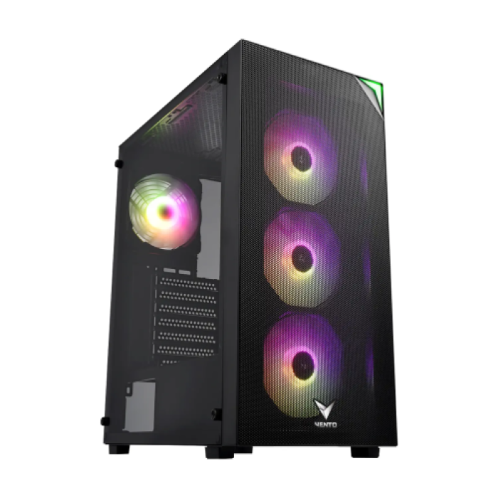 VENTO VG3400S Mid Tower, 550W 80+ Siyah, Temperli Cam, RGB, ATX GAMING KASA