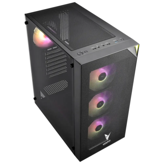 VENTO VG3400S Mid Tower, 650W 80+ Siyah, Temperli Cam, RGB, ATX GAMING KASA