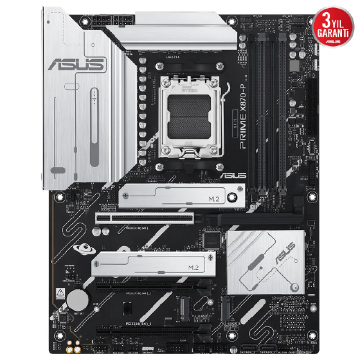 ASUS PRIME X870-P, 4xDDR5, 4xM.2, HDMI, DP, Type-C, AMD Ryzen 9000-8000 ve 7000 Serisi, AM5 Soket Anakart