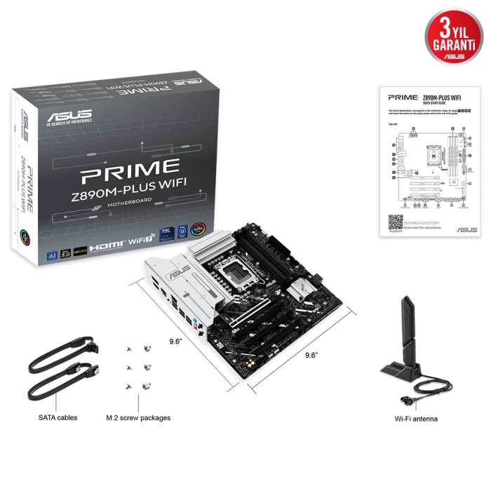 ASUS PRIME Z890M-PLUS WIFI DDR5 3XM2 USB3.2 RGB LAN mATX