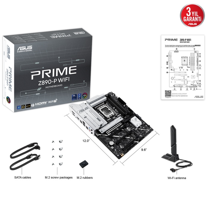 ASUS PRIME Z890-P WIFI DDR5 4XM2 USB3.2 RGB LAN ATX