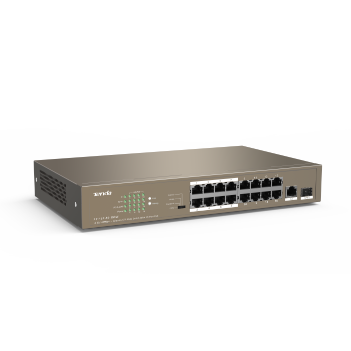 TENDA TEF1118P-16-150W 16PORT 10/100 YÖNETİLEMEZ POE SWITCH