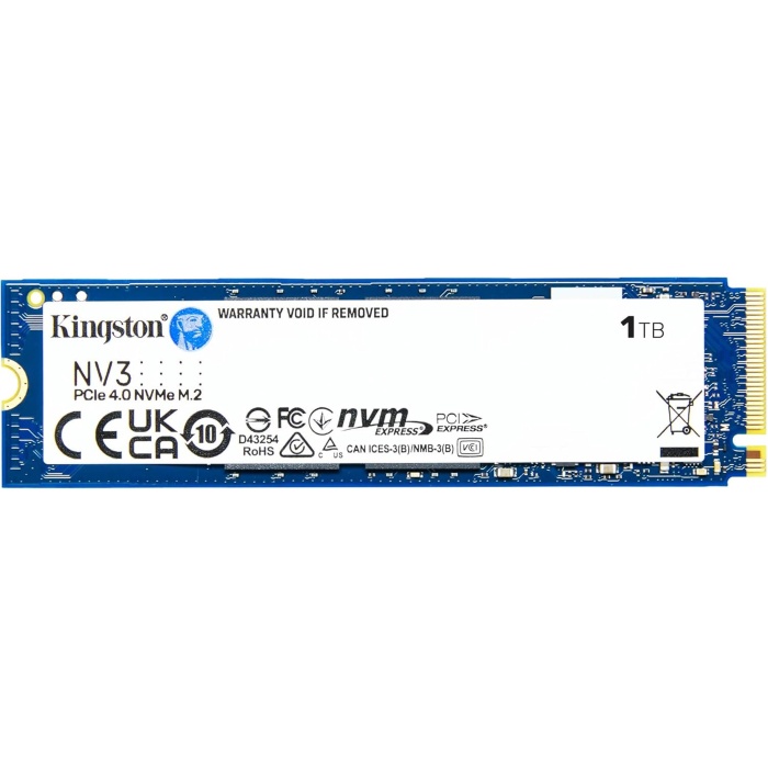 Kingston 1TB NV3 M.2 2280 NVMe SSD | PCIe 4.0 Gen 4x4 | Up to 6000 MB-s | SNV3S-1000G