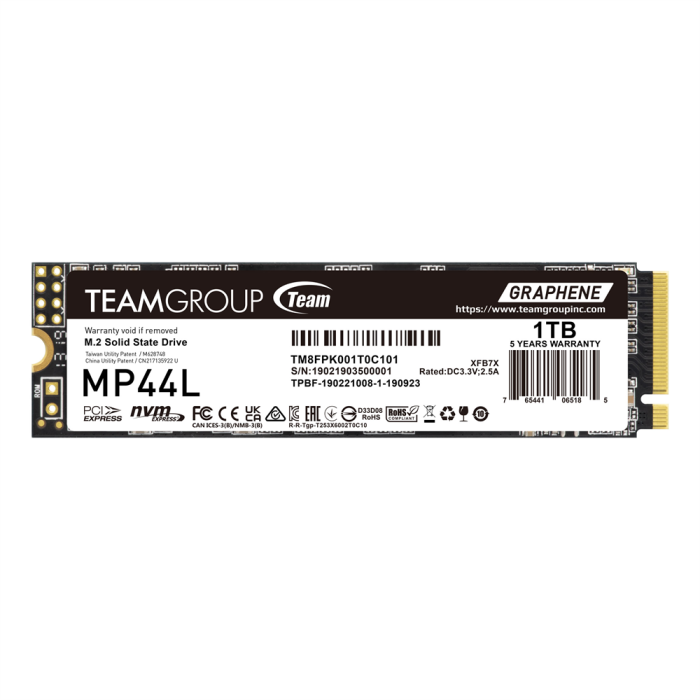 Team MP44L 1TB Gen4x4 5000/4500MB/s NVMe PCIe M.2 SSD Disk (TM8FPK001T0C101)