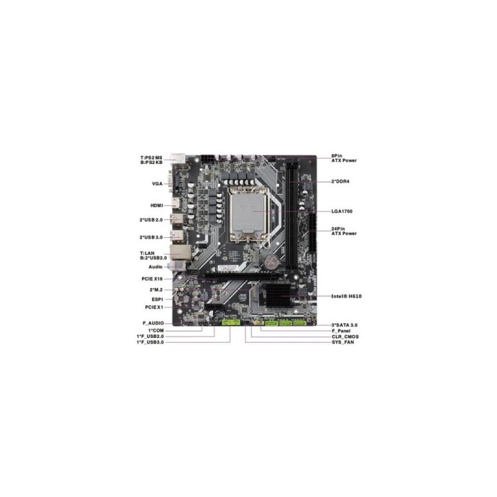 Seclife H610DA1 Intel LGA1700 Ddr4 Matx 1700P Anakart