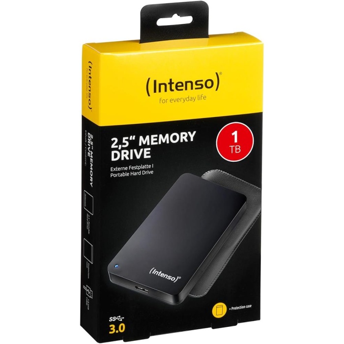 Intenso 1TB 2.5 USB 3.0 Taşınabilir Disk Siyah (6023560) + Deri Taşıma Kılıfı