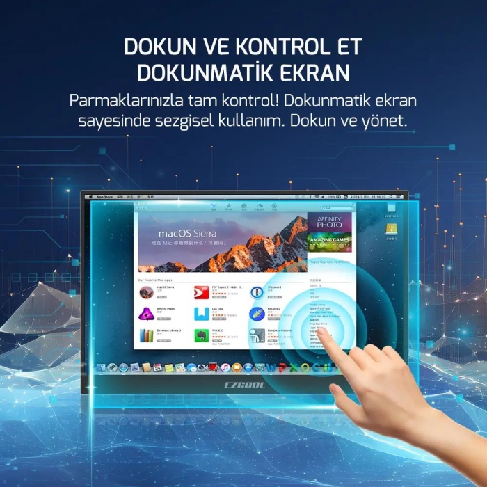 Ezcool 15.6 Lite E15T 60Hz Fhd Portable Taşınabilir Dokunmatik Monitör (Sıfır Ölü Piksel Garantili)