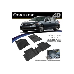 Sahler Honda Civic 2021 +  4.5D Havuzlu Paspas Siyah