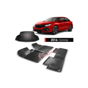 Honda Civic  Sedan 2016-2020 Rizline 3D Paspas ve Bagaj Havuzu Set