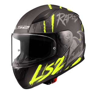 LS2 RAPID 2 RAVEN MAT SİYAH-GRİ-NEON SARI KASK M