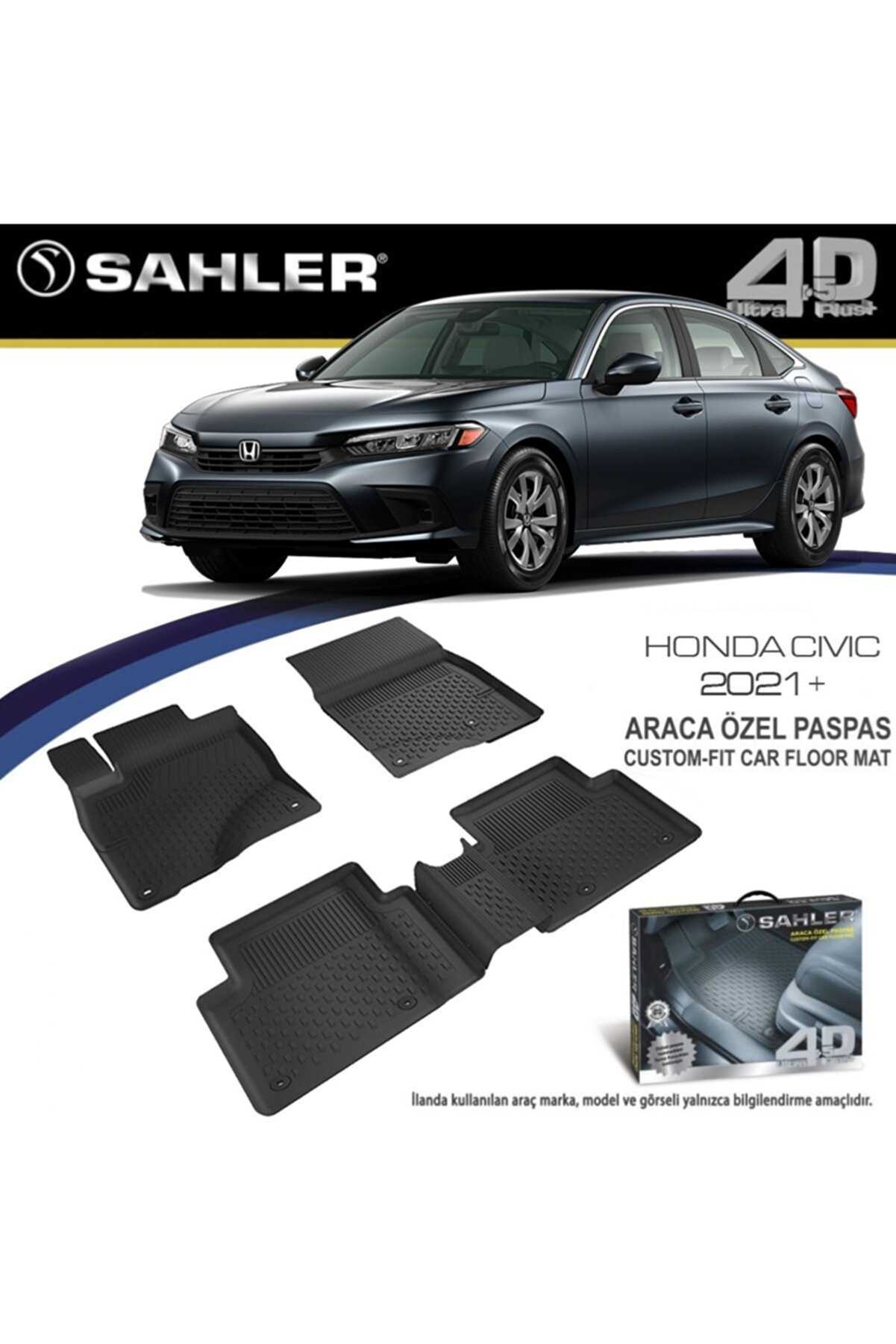 Sahler Honda Civic 2021 +  4.5D Havuzlu Paspas Siyah