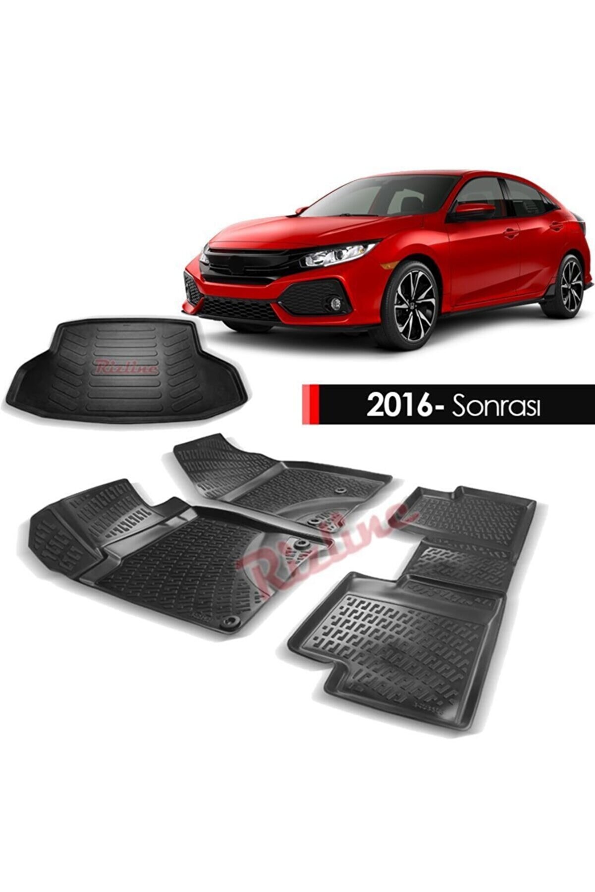 Honda Civic  Sedan 2016-2020 Rizline 3D Paspas ve Bagaj Havuzu Set