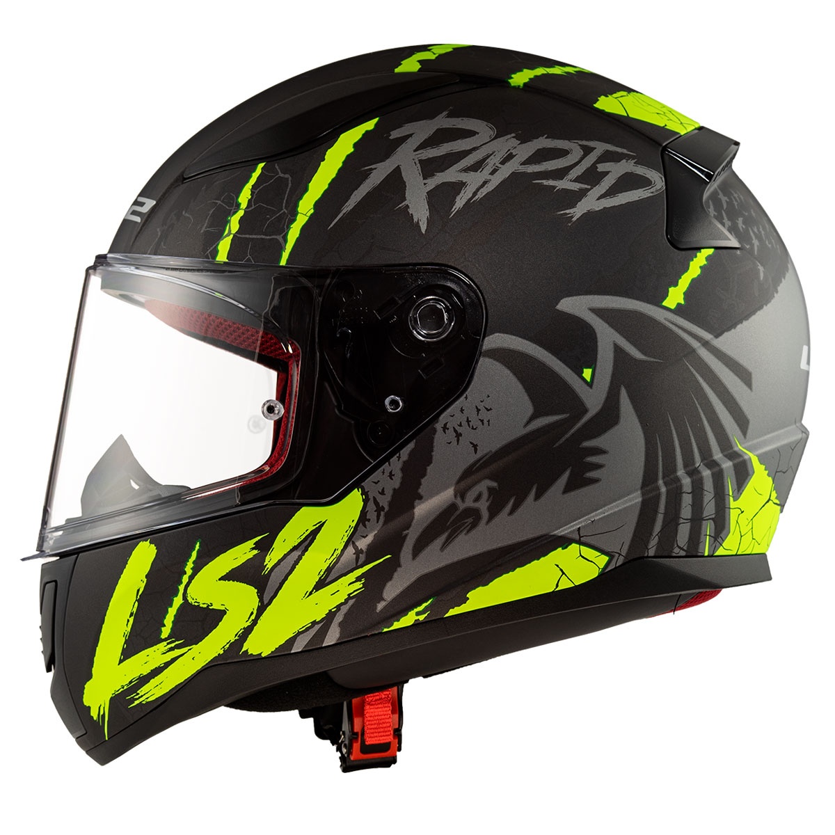 LS2 RAPID RAVEN MAT SİYAH-GRİ-NEON SARI KASK M