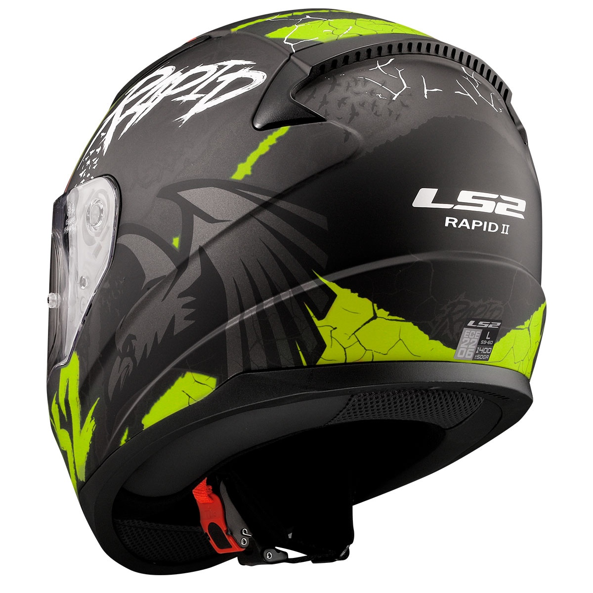 LS2 RAPID 2 RAVEN MAT SİYAH-GRİ-NEON SARI KASK M