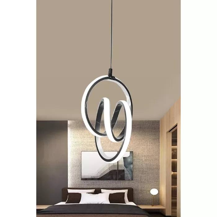 BAHAR AVİZE İmza Siyah Modern Sarkıt Led Avize Salon Mutfak Oda Hol Ledli Avize BHR0854