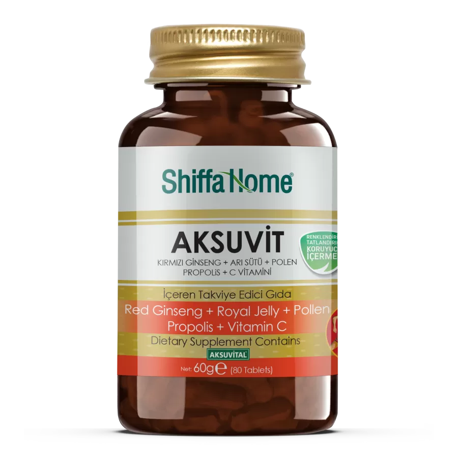 SHF AKSUVİT TABLET 80 Lİ.(Ginseng,arı sütü,polen,propolis,c vitamini)