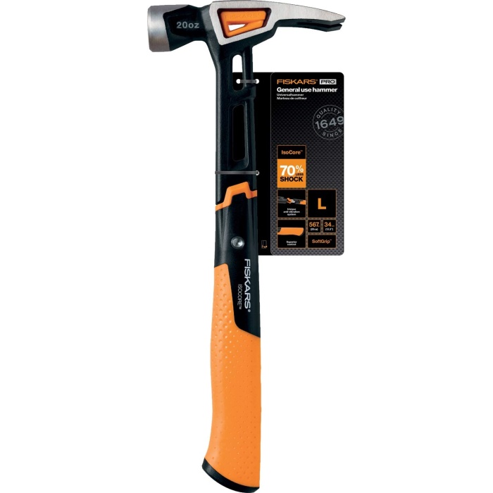 Fiskars Isocore 20 OZ Profesyonel Tırnaklı L Çekiç 1020214