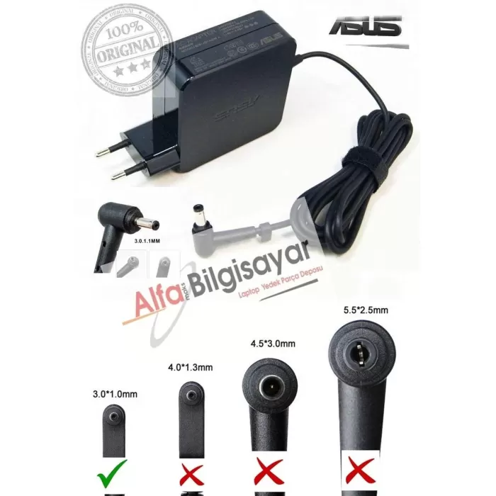 ASUS ORJINAL ZENBOOK UX21E, UX31E 19v 2.37a 45w 3.0x1.1 ADP-45AW, N45W-01 Adaptör Şarj Cihazı