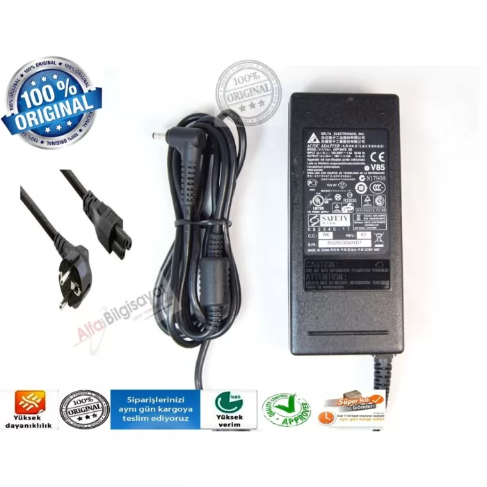 Orjınal Delta electronic 19V 4.74A 90W Asus Toshiba Casper Exper 5.5 x 2.5 Standart Liteon Adaptor Şarj Cihazı Orjinal