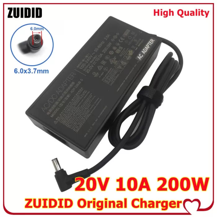 ASUS Orijinal 6.0 x 3.7 mm - Pinli uç 200W 20V 10A Laptop şarj adaptörü ADP-200JB D ASUS TUF DASH F15 FX516PR FA506QR ROG ZEPHYRUS GA503QM-HQ121R