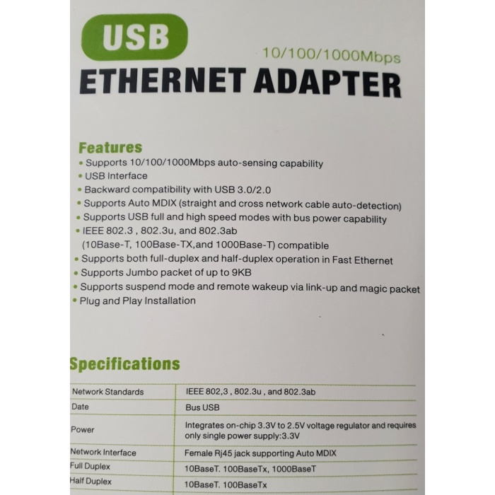 USB 2.0 ETHERNET LAN METAL KUTU