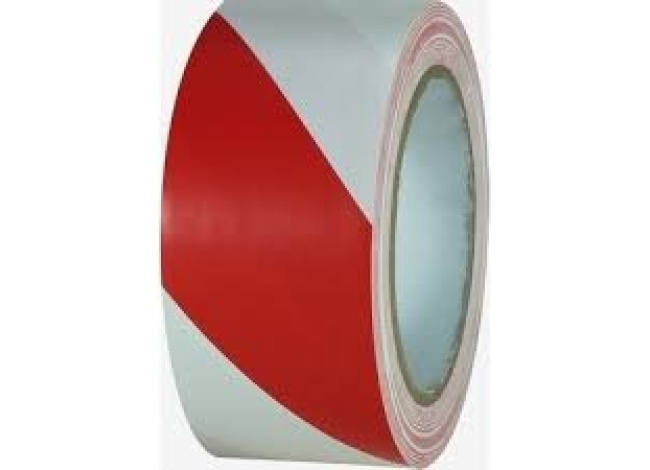 YER İŞARETLEME BANDI PVC  50MM X 30M KIRMIZI BEYAZ RENK