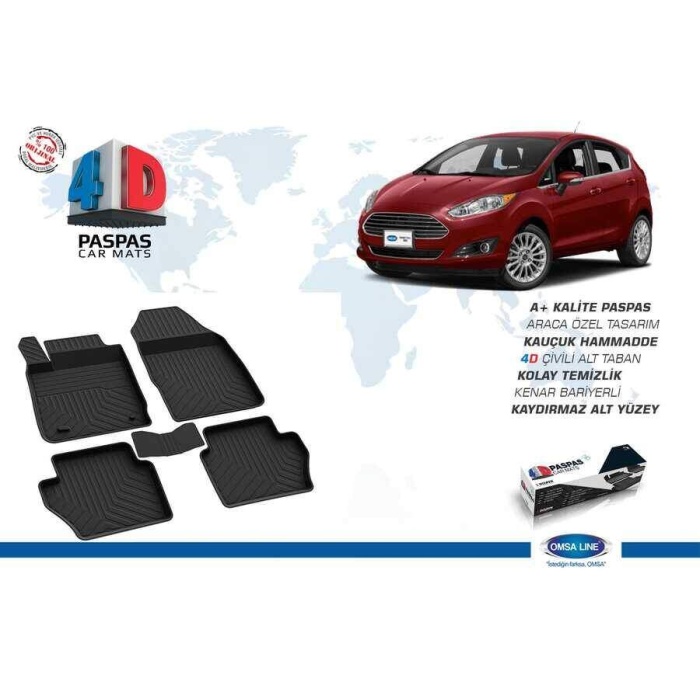 Ford Fiesta 4D Havuzlu Paspas Siyah 2009-2015 Arası