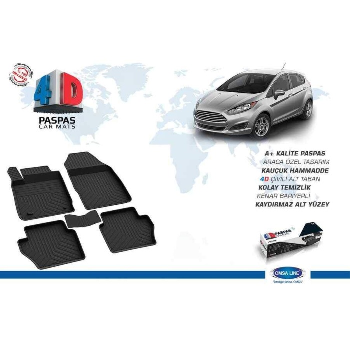 Ford Fiesta 6 4D Havuzlu Paspas Siyah 2015-2017 Arası