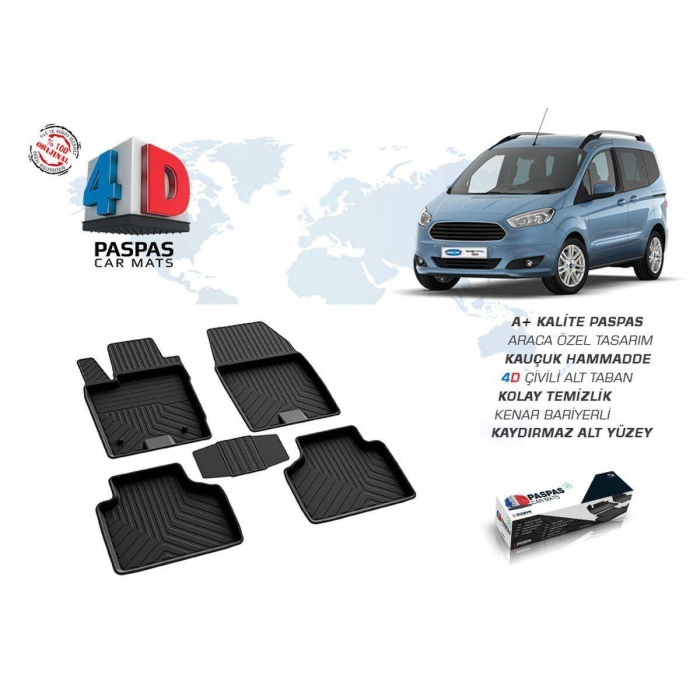 Ford Tourneo Courier 4D Havuzlu Paspas Siyah 2018 ve Sonrası