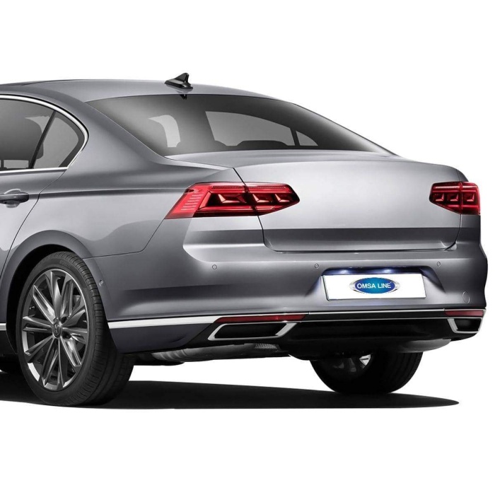 VW Passat B8.5 Krom Arka Tampon Çıtası 3 Parça 2019 ve Sonrası