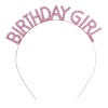 Pembe Renk Kristal Taşlı Parlak Birthday Girl Yazılı Taç 16x17 cm (K0)