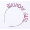 Pembe Renk Kristal Taşlı Parlak Birthday Girl Yazılı Taç 16x17 cm (K0)