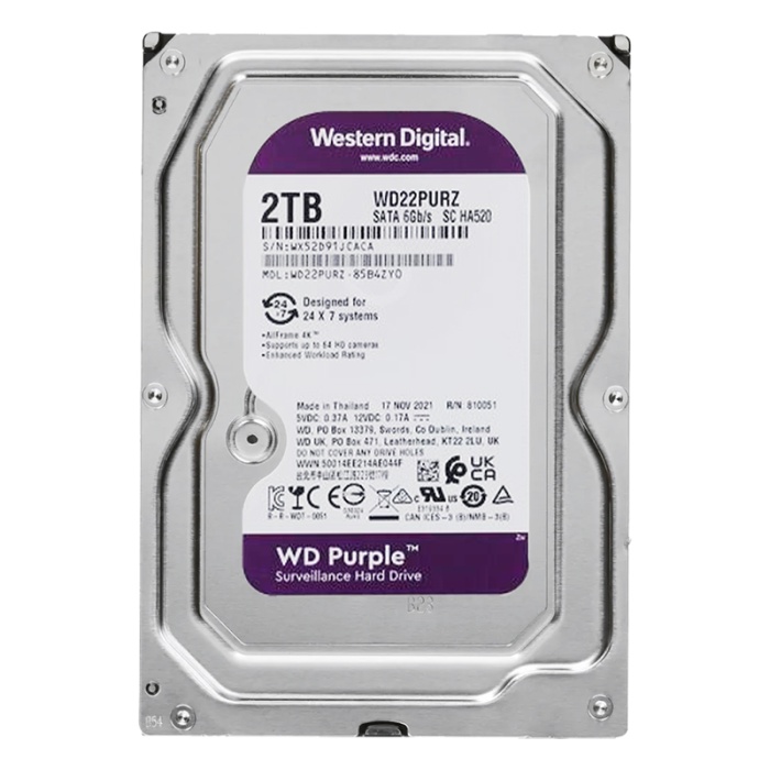 WESTERN DIGITAL PURPLE WD22PURZ 2 TB SATA 6GB/S 7/24 GÜVENLİK HARDDISK (K0)