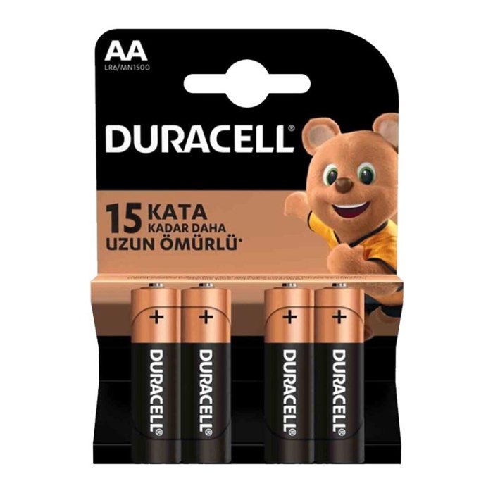 DURACELL LR6/MN1500 AA 1.5V ALKALİN KALEM PİL (4LÜ) PAKET FİYAT (K0)