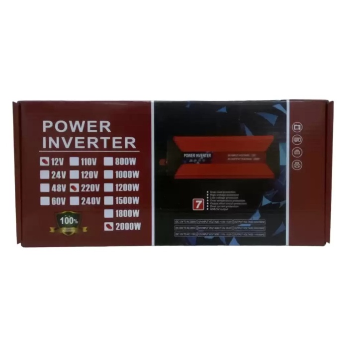 2000 Watt Modifiye Sinüs İnvertör Dönüştürücü 12/230v  Usb Akü Bağlantılı (K0)