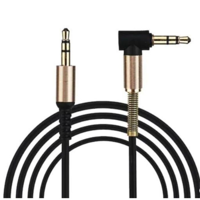 3.5 Mm Metal Başlıklı Erkek/Erkek L Uçlu Jack Girişli Aux Stereo Ses Aktarma Kablosu (K0)